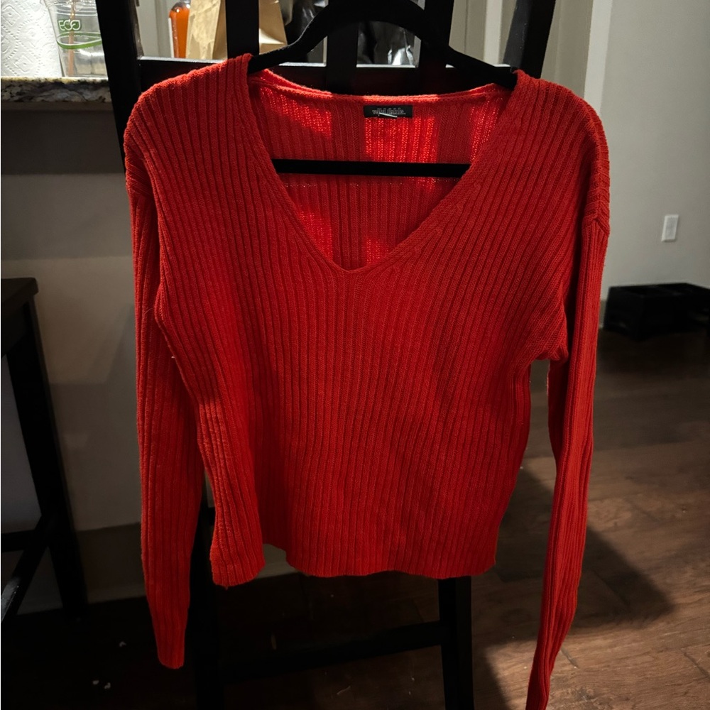 Red ribbed sweater